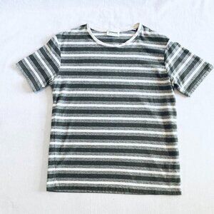 Lindbergh White grey white striped tee shirt Men's Unisex Medium quiet luxury